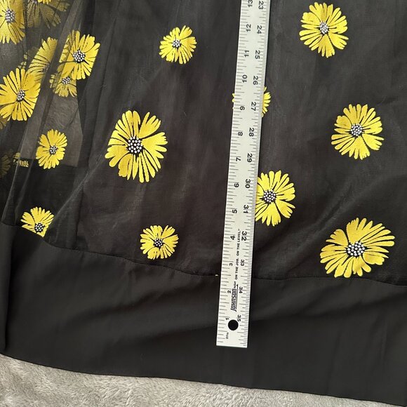 Modcloth Maxi Dress Black Yellow Daisies SMALL Long Sleeve Gown - Picture 4 of 6